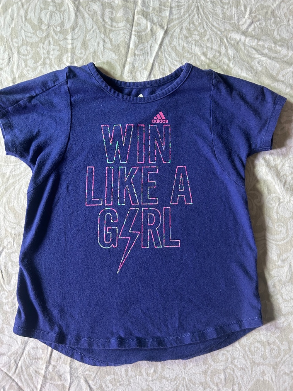adidas Purple Graphic 'Win Like A G⚡RL' Short Sleeve Tee